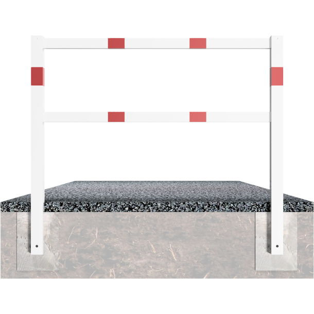Stationary access barriers | welded | with top and quarter-bent bar | hot-dip galvanized and white coatedwith red reflecting stripes | total width: 1500 mm